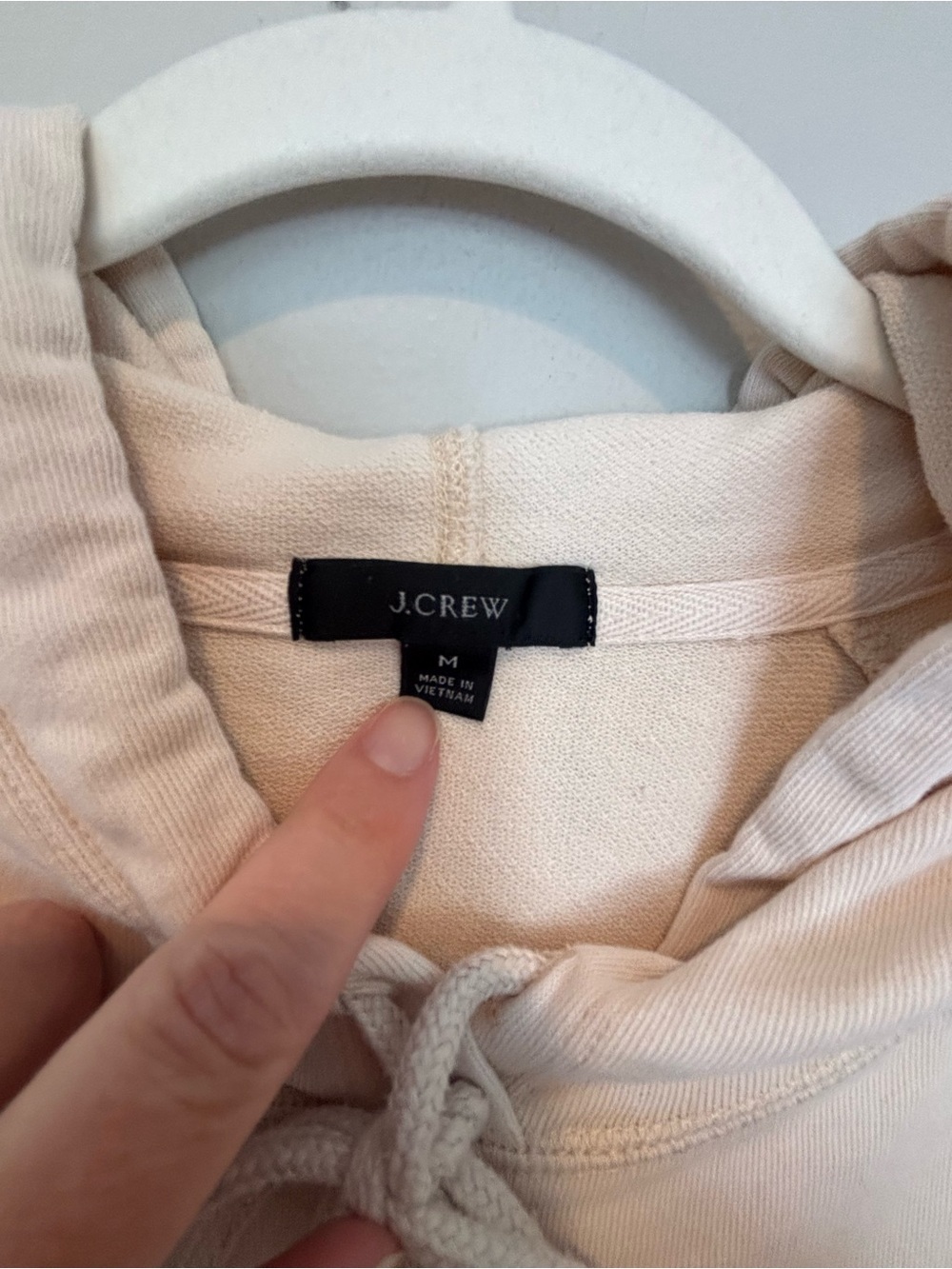 J. Crew Light Cream Drawstring Hoodie - Picture 3 of 4